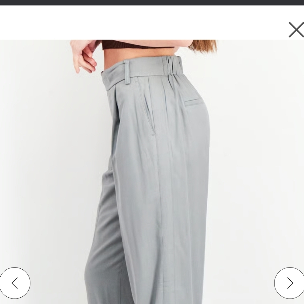 Vince W35" Grey Pleated Elastic Back Drapey Tailored Trouser Pants Sz L